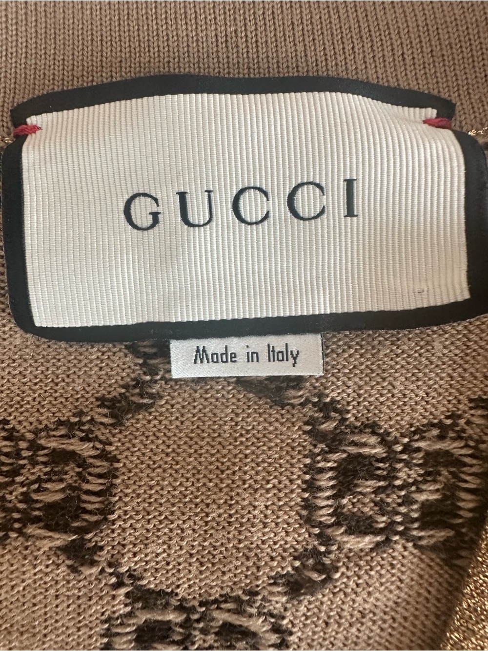 Gucci Beige GG-Logo V-Neck Cardigan with Gold Trim - Picture 4 of 4